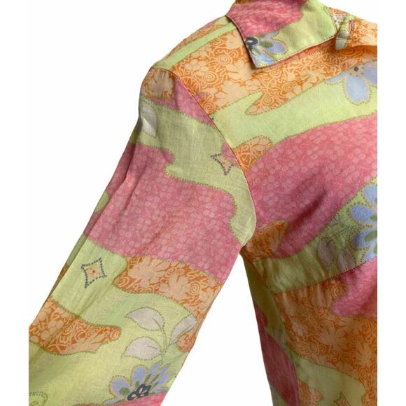 Sigrid Olsen Collection Women's Patchwork Button Up Shirt Blouse Floral Sz Small - Picture 7 of 8